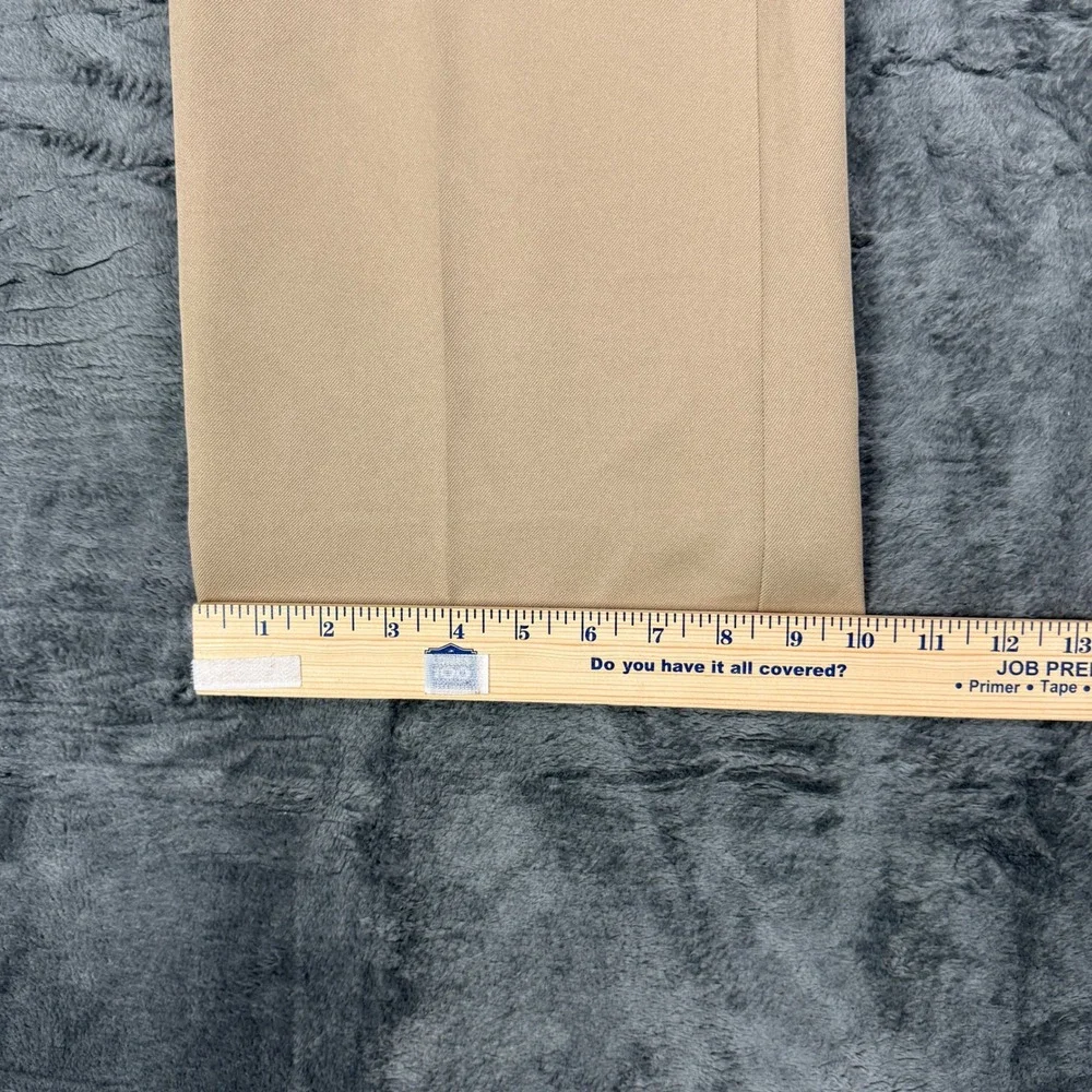 Perma-Prest Flexslax Trousers Men 44x30‎ Tan Full Fit Vintage Slacks